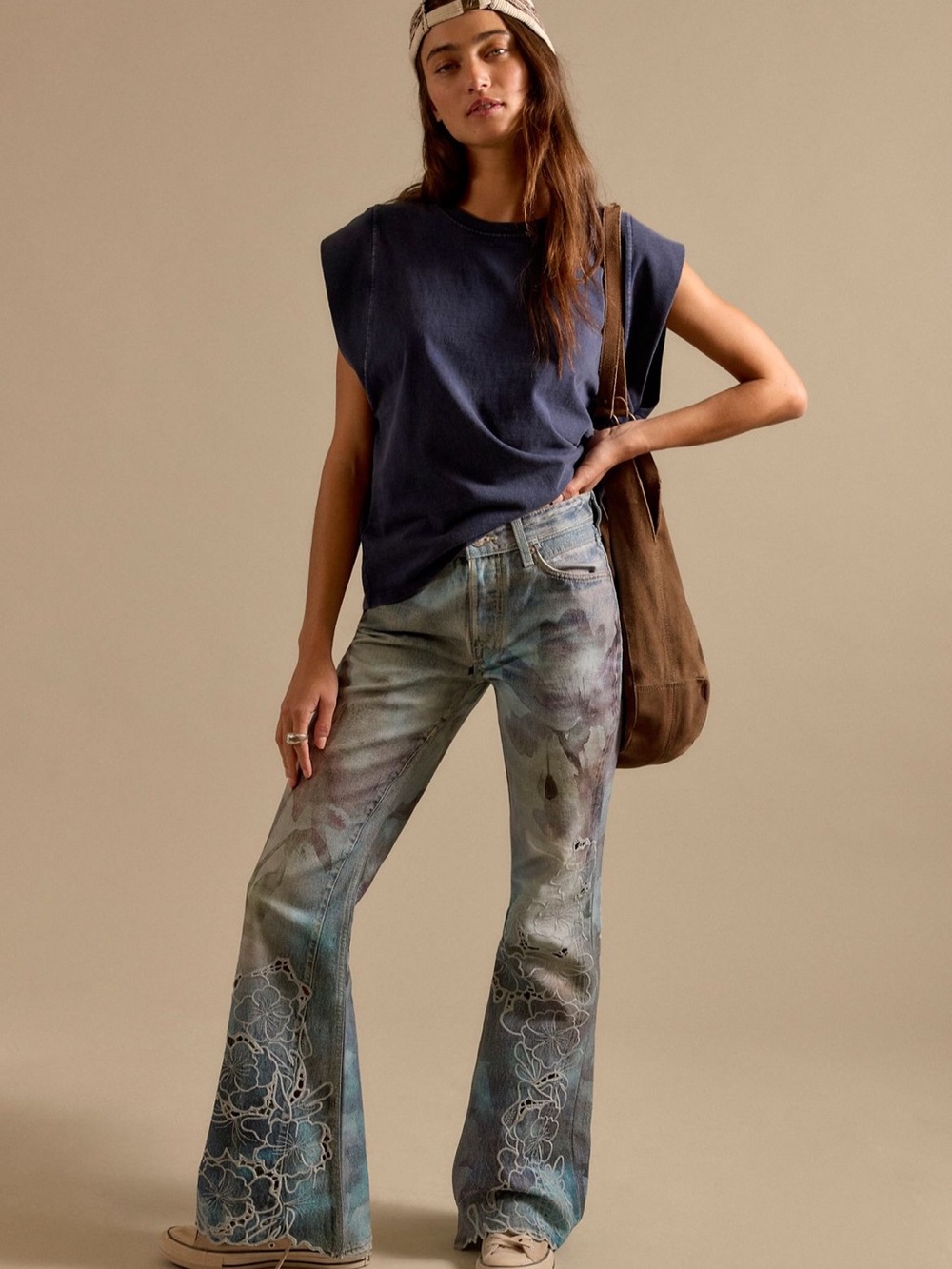 NWT Free People West Coast Illusions Print Jeans 33